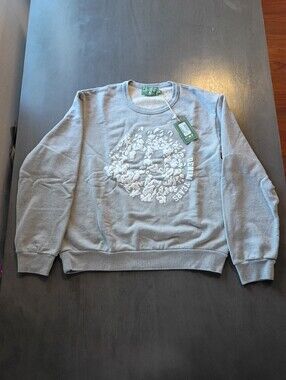 Denim Tears Peace Wreath Graphic Print Crewneck Sweatshirt Gray Mens XL SS26 Nwt